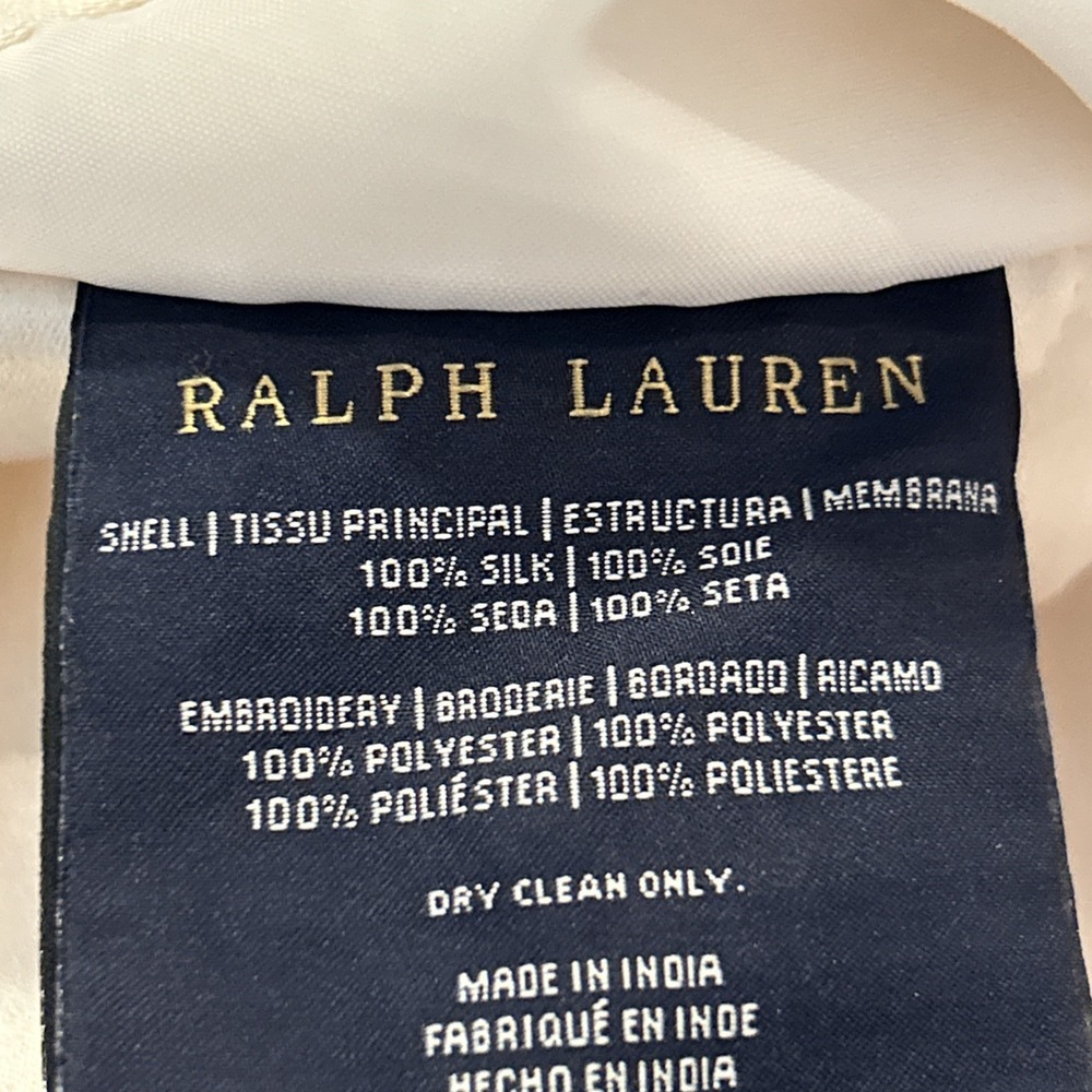 Ralph Lauren Annan Deco White 20 X 20 Throw Pillow Cover Silk read Embroidered - Picture 5 of 16